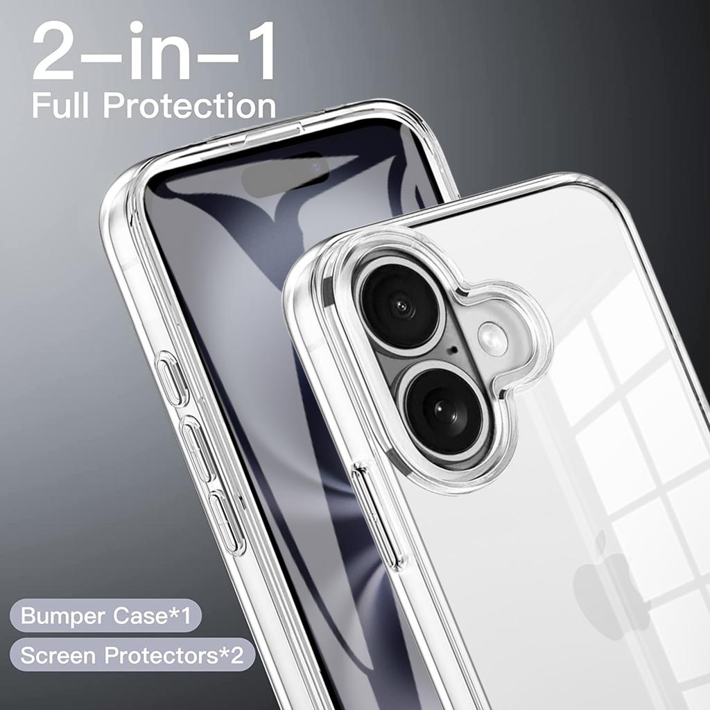 Прозрачный чехол 360° для защиты всего корпуса для iPhone 17 Air 16 16E 15 14 13 12 Mini 11 Pro Max Plus Двусторонний бампер