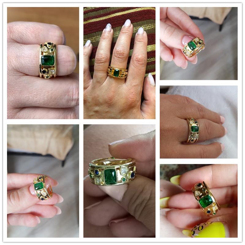 Huitan Fashion Luxury Gold Color с геометрическим цветным CZ-камнем, новый дизайн, женские обручальные кольца, ювелирные изделия, новое поступление