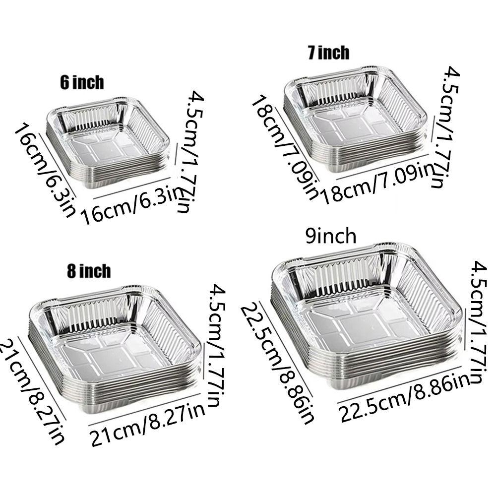30Pcs Reusable Aluminum Foil Box Non-stick Square Baking Pan Recyclable Foil Pans  Roasting