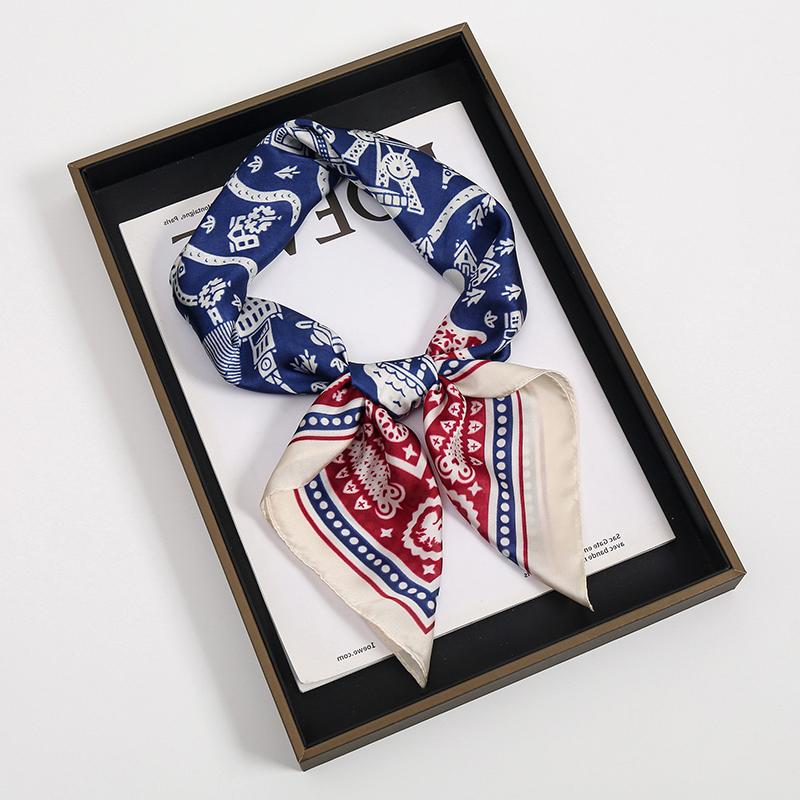 2024 Luxury Square Silk Scarf for Women Hijab Hair Bands Neckerchief Female Satin Shawl Ribbon Headband Fashion Wraps Bandana