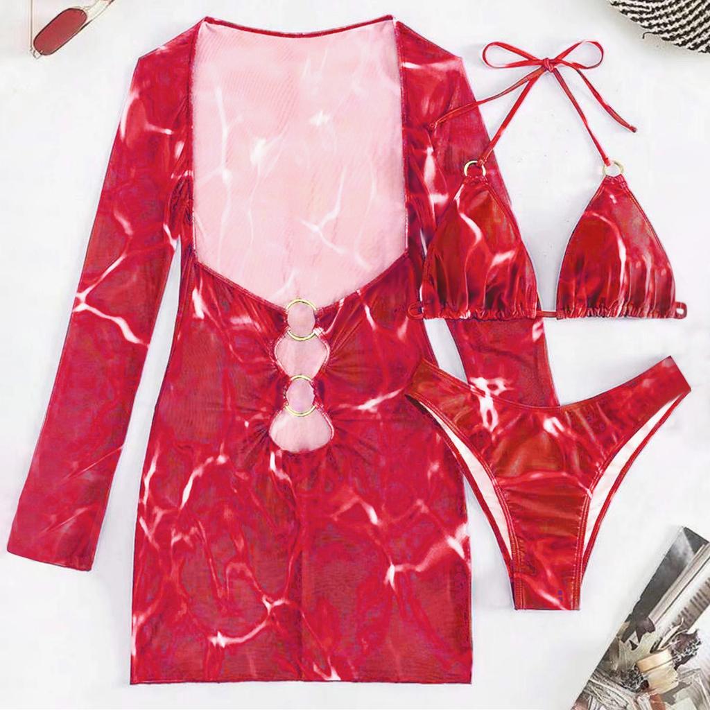 Купальник Женский 2025 Европейский И Новый 2025 Бикини Купальник для Внешней Торговли Набор из Трех Предметов Длинная Юбка Раздельный Монокини ropa de mujer