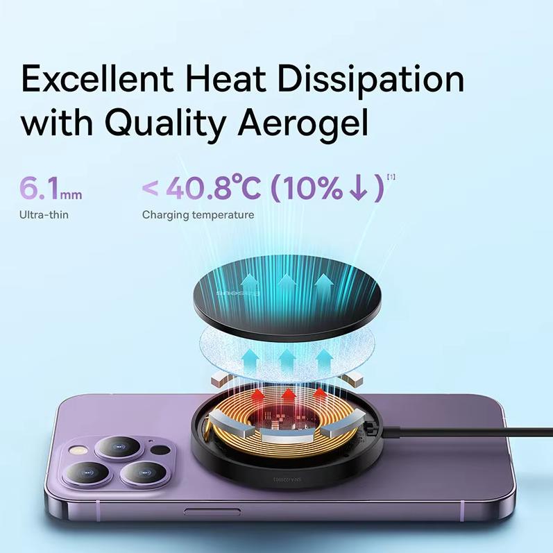 Baseus Магнитное беспроводное зарядное устройство, подходящее для быстрой зарядки Huawei, Samsung, Apple, быстрая зарядка Magsafe 15 Вт