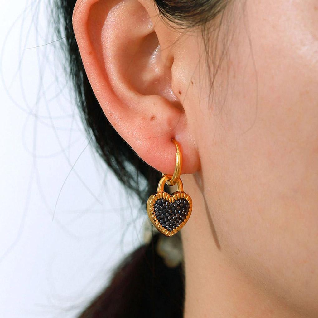 1 пара серег-колец в форме сердца, серьги-подвески с блестящим цирконом, серьги-крючки в форме замка, ювелирное украшение, модный аксессуар для банкета