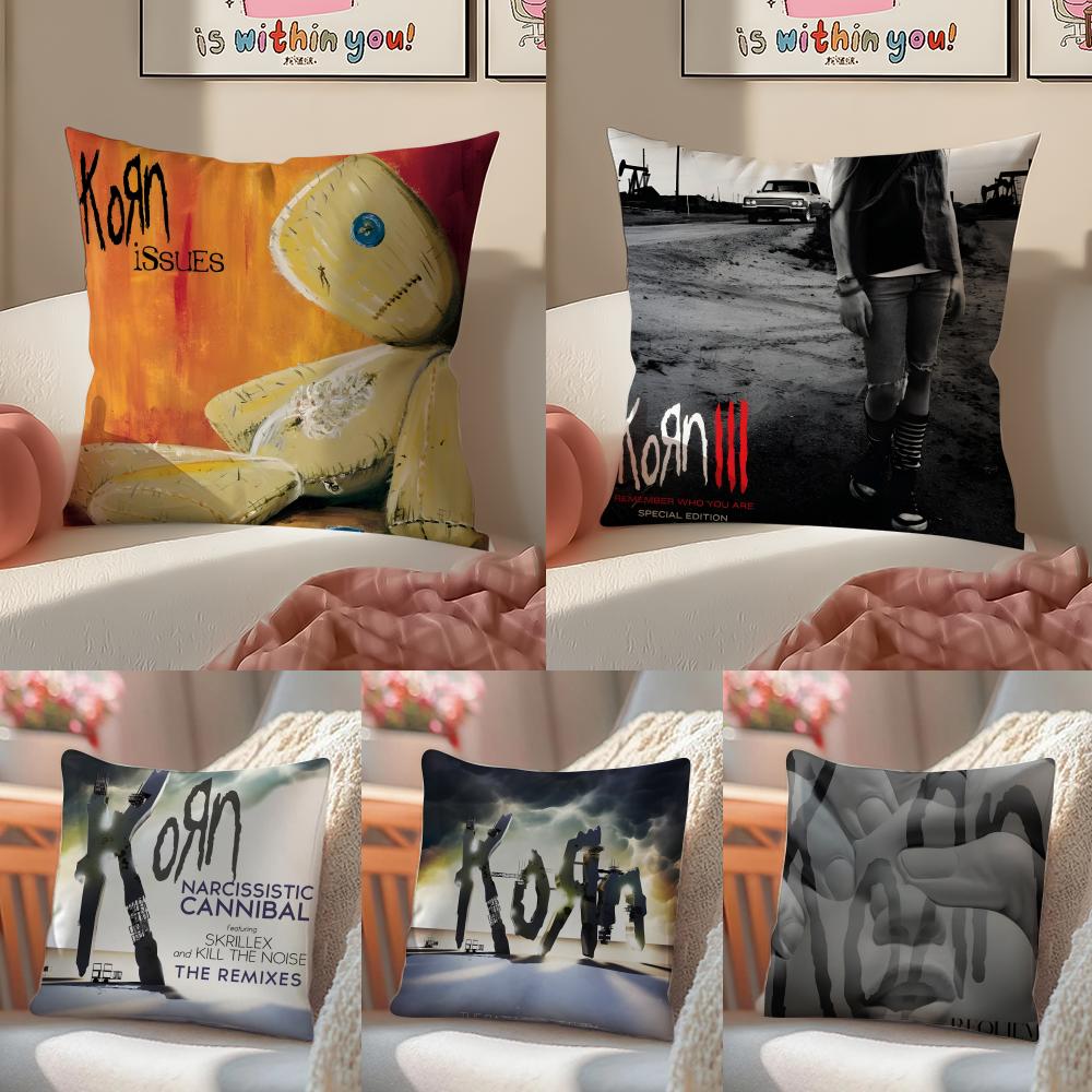 Hot Metal American Band Album Kkorn Cushion Cover Pillowcase Short Plush Invisible zipper Room Sofa Cushion Cover