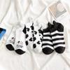 5 пар женских носков с милым коровьим узором, короткие носки, креативные носки с принтом, носки до щиколотки