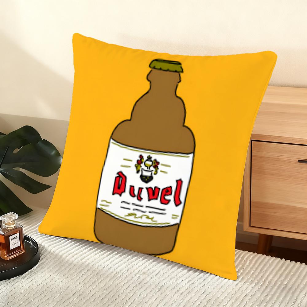 Protective D-Duvel Beer Cushion Cover Soft Short Plush Pillow Cover Smooth Cozy Texture Aesthetic Cushion Case Home Decor