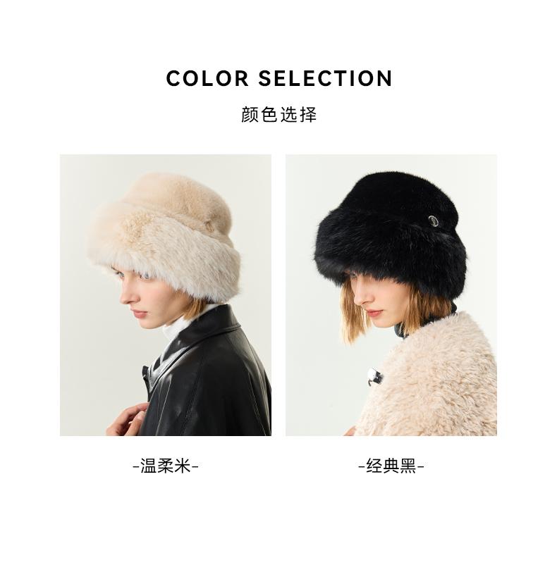 ELLE hat women's autumn and winter high-end feeling French elegant warm fur warm fisherman hat