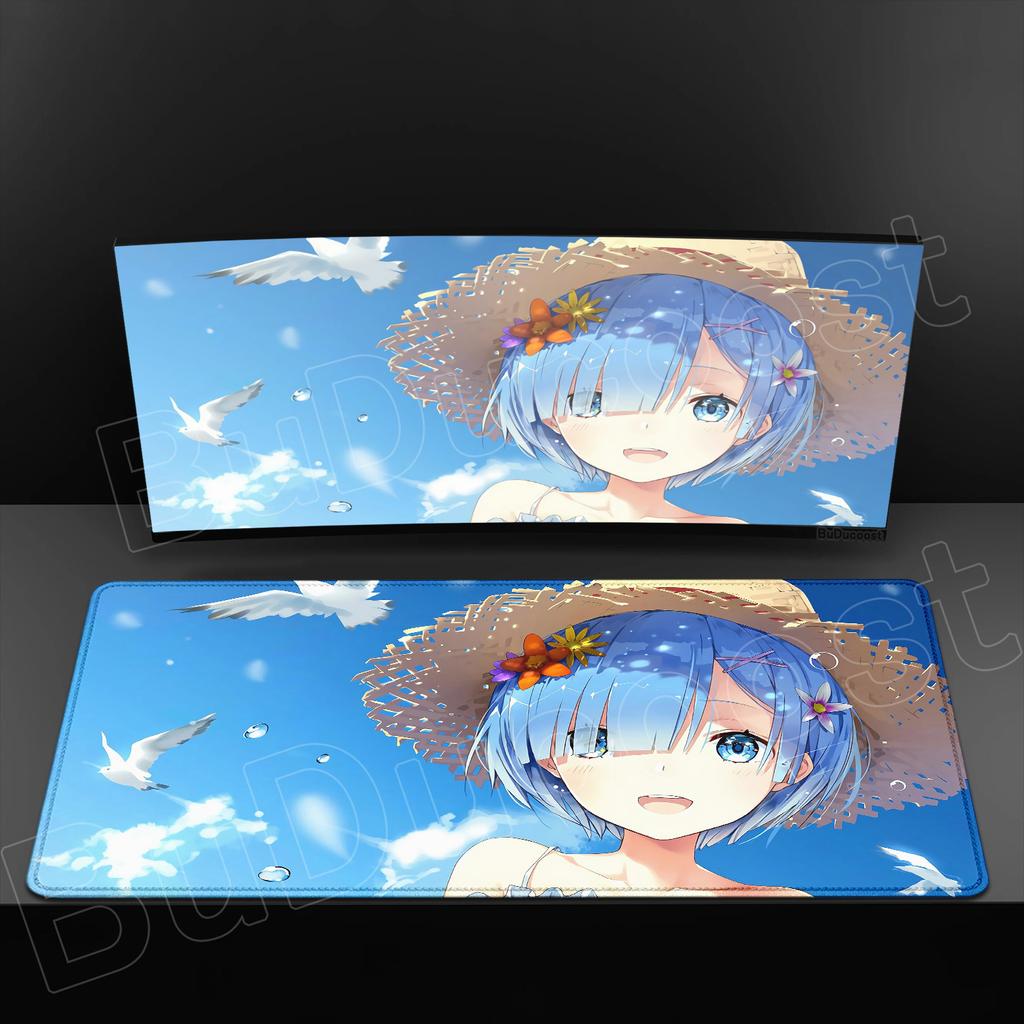 Милый Коврик для мыши Re Zero Rem Lem Игровой HD Печать XXL Большой Коврик для мыши Компьютерный Ноутбук Нескользящий Клавиатура Настольный Коврик Аниме Девушка Deskmat