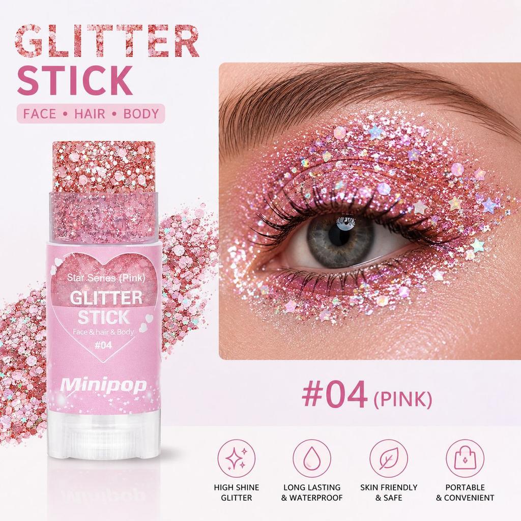 MINIPOP Body Paint Glitter Stick Face Lips Star Shimmer Festival