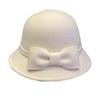 Qianjin Xiaoxiangfeng bow white bowler hat women's autumn and winter French high-end foreign gas bucket hat shows small face