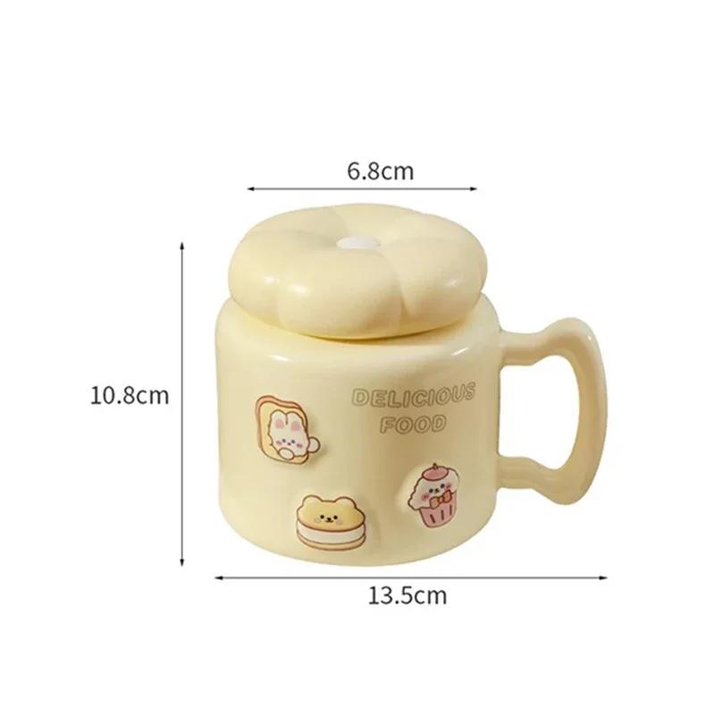 Мультяшная керамическая кружка большой емкости для завтрака, кофейная чашка с крышкой, офисная чашка для пары чашек, для домашнего офиса, общежития, кружки для воды, подарок