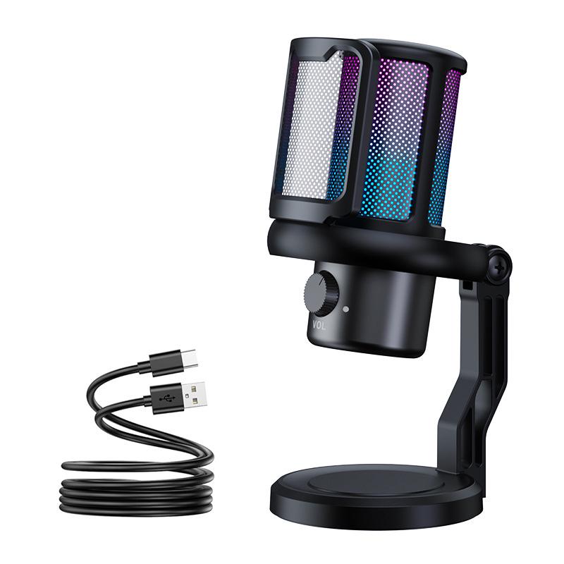 RGB USB игровой микрофон с шумоподавлением для ПК, телефона и PS4/5 - Идеально подходит для записи голоса и прямых трансляций
