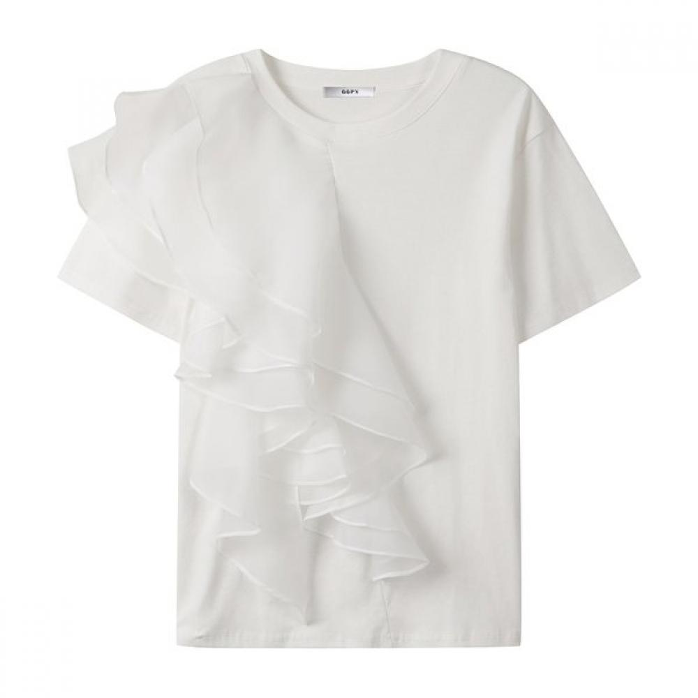 Ggpx New York Half Ruffle Chiffon T shirT gq4Ts057f