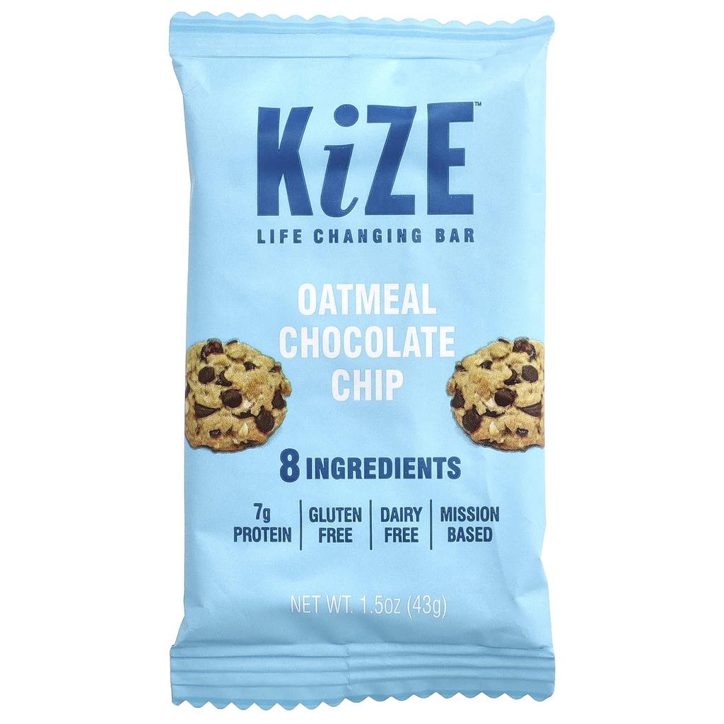 KiZE Life Changing Bar, Oatmeal Chocolate Chip, 10 Bars, 43g (1.5oz) Each
