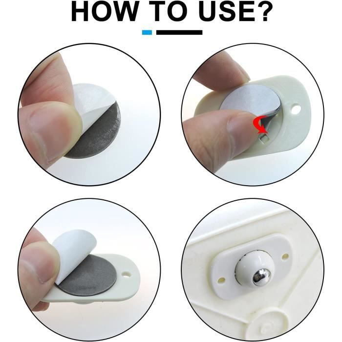 Roulettes pivotantes auto-adhésives en acier inoxydable - ZVD - Mini - Silencieuses - 360°