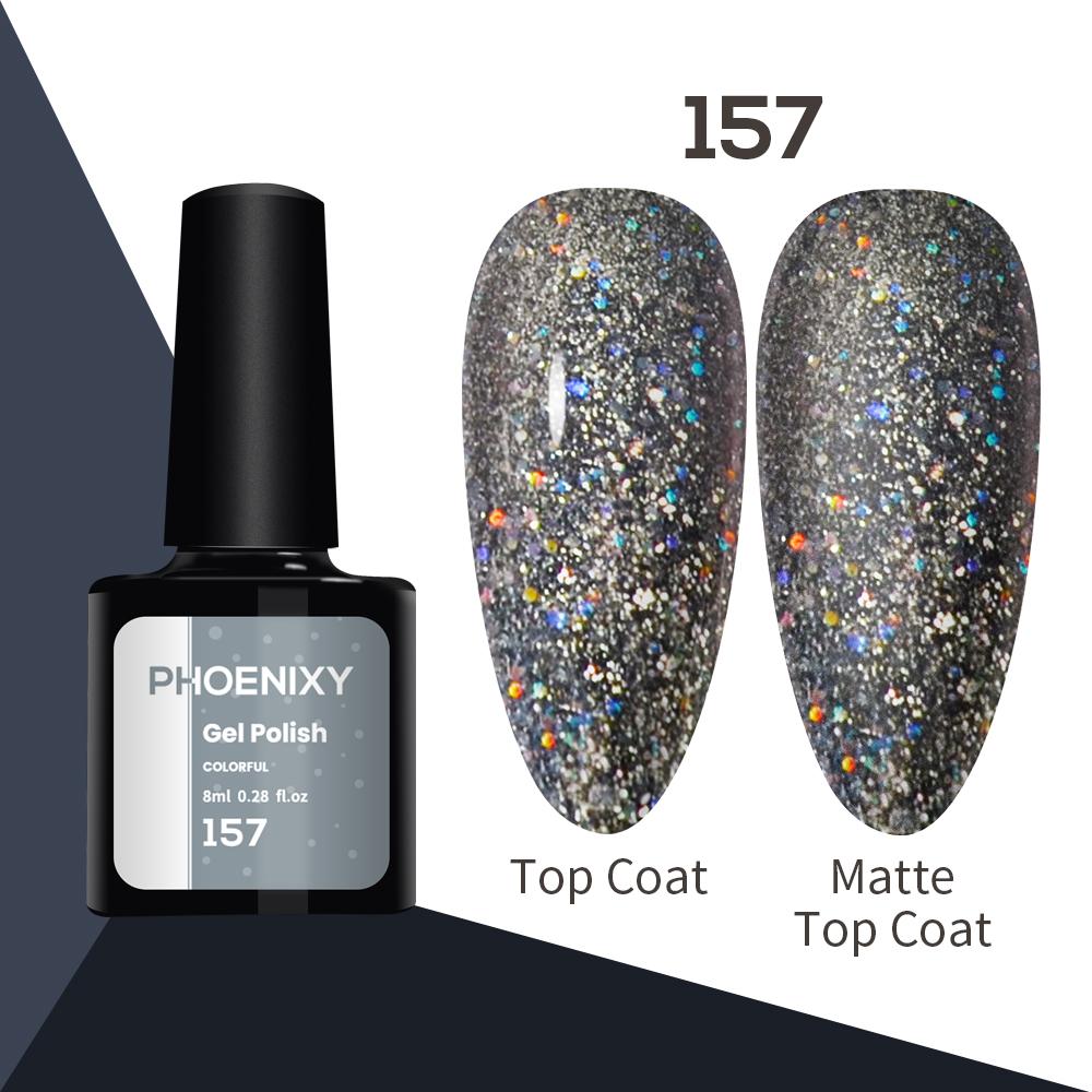 Лак для ногтей PHOENIXY, 8 мл, УФ-светодиодный гибридный лак для дизайна ногтей, гель-лайнер для маникюра, полупостоянная основа, верхнее покрытие, гель с блестками, блестящие цвета, гель