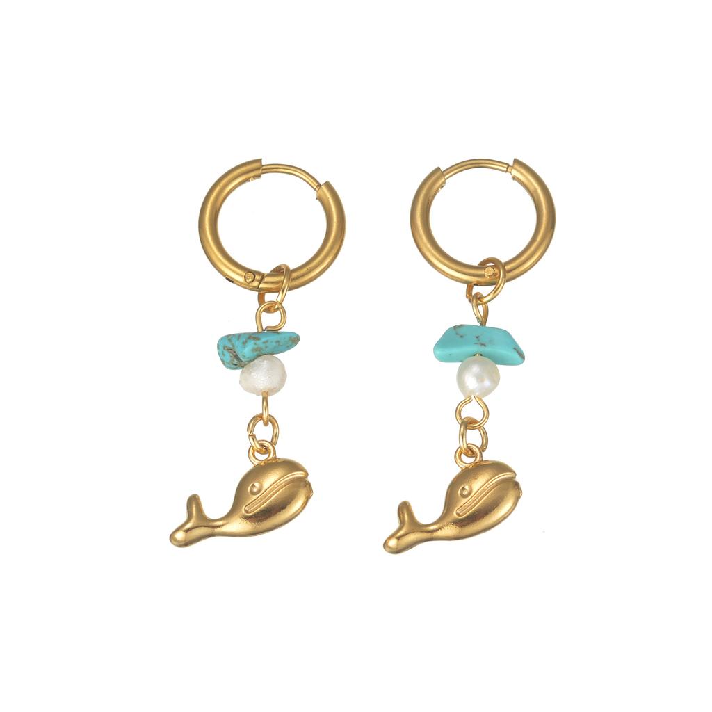 Atoztide Trendy Shiny Zircon Ocean Series Pendant Earring Women Stainless Steel Gold Color Multiple Styles Earring Jewelry Gift