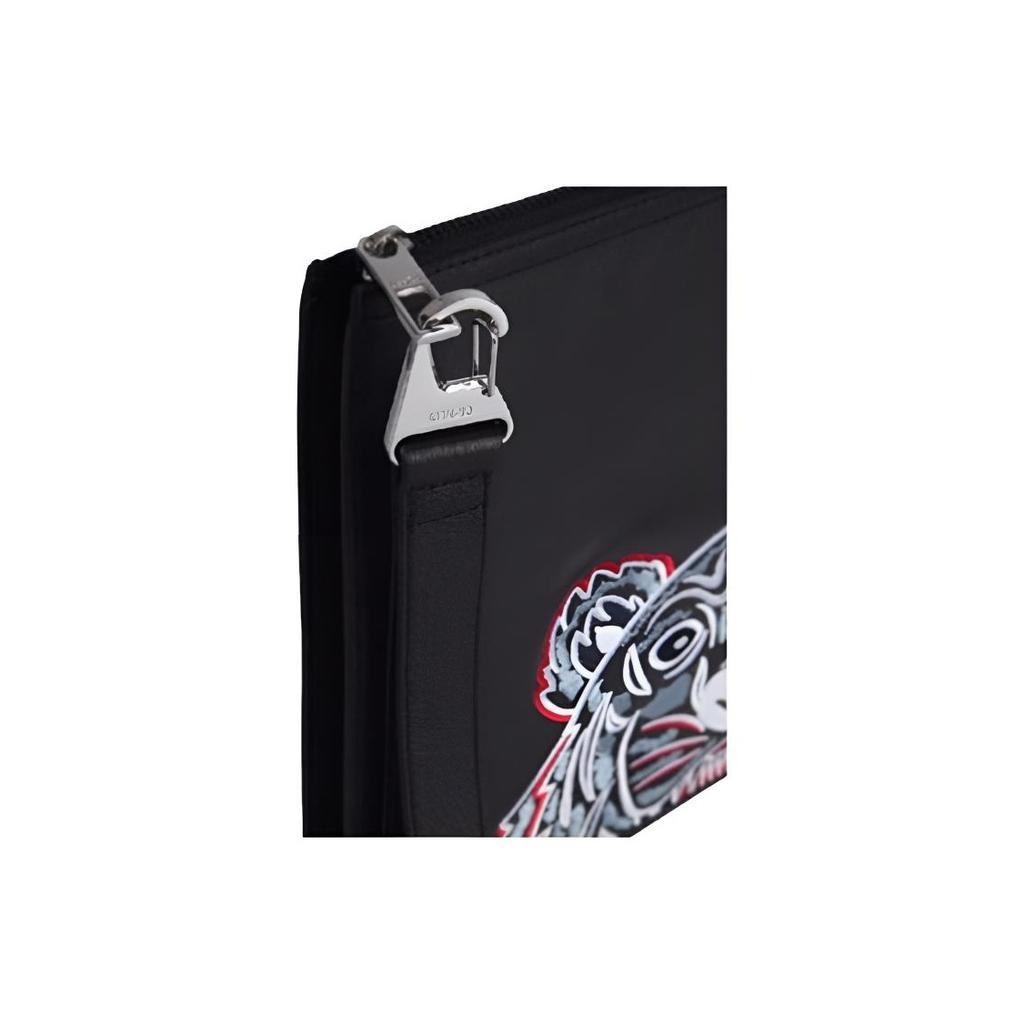 Kenzo Классический кожаный клатч с вышивкой головы тигра Мужской клатч Черный FA55PM322-L49-99C