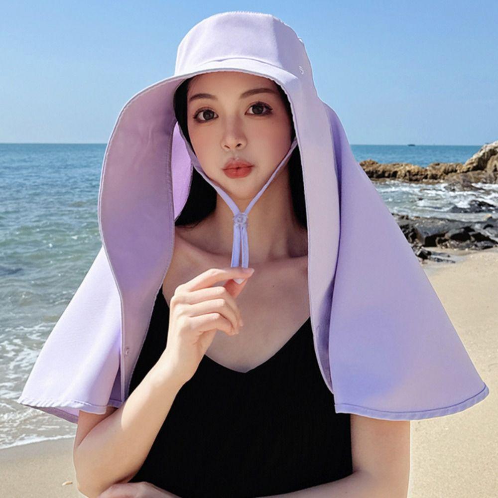 Wide-Brimmed Shawl Fisherman Hat Sunscreen Mask Hat Simple Picking Tea Hat Summer