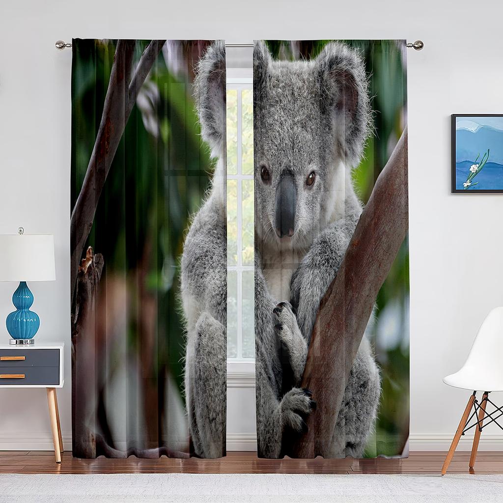 Красная Панда Прозрачная Вуалевая Занавеска для Гостиной Спальни Кухни эл Декор Милая Животная Шифоновая Отделка Оконная Тюлевая Занавеска