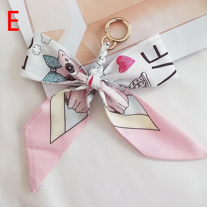 1 шт. Подвеска-сумка, Подвеска-брелок для ключей автомобиля, Модный брелок с бантом, Корейский шелковый платок с цветущей вишней