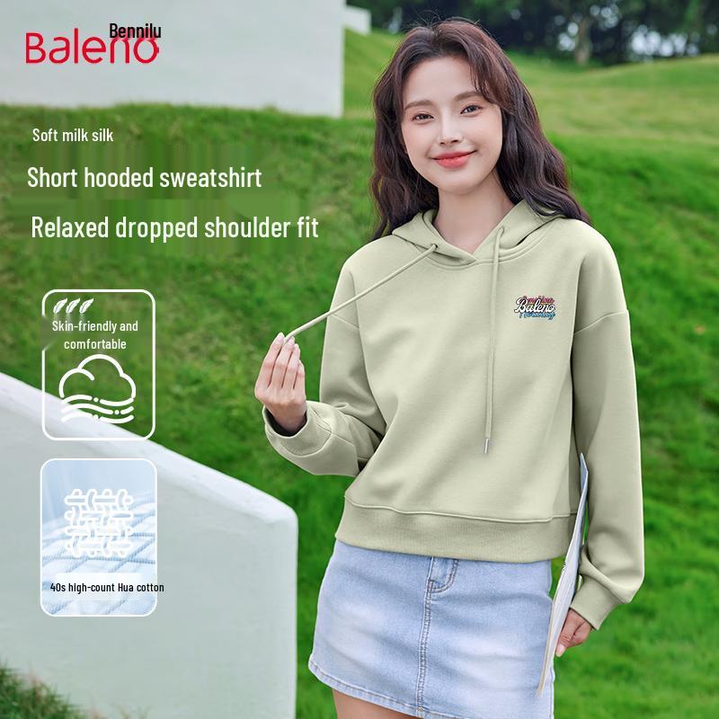 Baleno Women's Round Neck Drawstring Cropped Sweatshirt