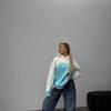 Splicing contrasting color design hooded pullover sweater women lazy drape loose top women