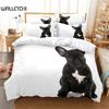 Bulldog Duvet Cover Set Polyester Bulldog Twin Bedding Set Black and White Style Animal Theme Double Queen King Size Quilt Cover