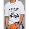 Father Mows Best T-Shirt White Lawn Tractor Graphic And Text For Father's Day Outdoor Activities