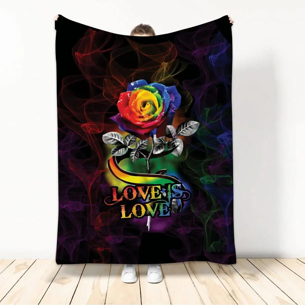 Throw Blankets LGBT Gay Pride Lesbian Rainbow Flannel Blanket for Couch Sofa Blankets Large Bedding Gifts for Christmas New Year