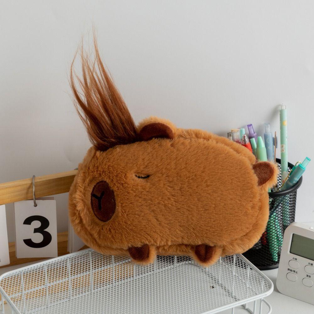 Capybara Pen Bag Velvet Stationery Organizer Simple Pen Storage Bag Gift