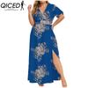QICED L-5XL Женская мода лето весна короткий рукав V-образный вырез повседневные платья