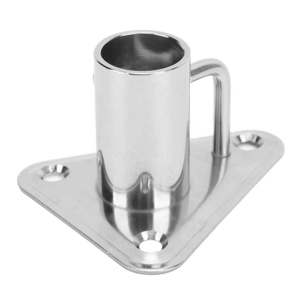 Flag Pole Holder 90 Degree 1 Inch 316 Stainless Steel Stanchion Post Socket Triangle Base with Buttress for Ships Yachts