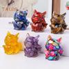 Natural Stone Nine-tailed Fox Figurine Positive Healing Energy Hand-carved Colorful Faux Crystal Love Heart Animal Statue Desktop Decoration Ornament