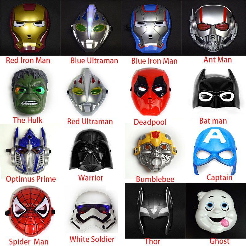 Luminous Child Kids Superhero Avenger Face Masks For Halloween Party Fun