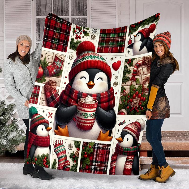 Christmas Animals Theme Printed Blanket - Perfect for Couch, Bed, Travel & Outdoor Use | Machine Washable, Cozy & Durable.