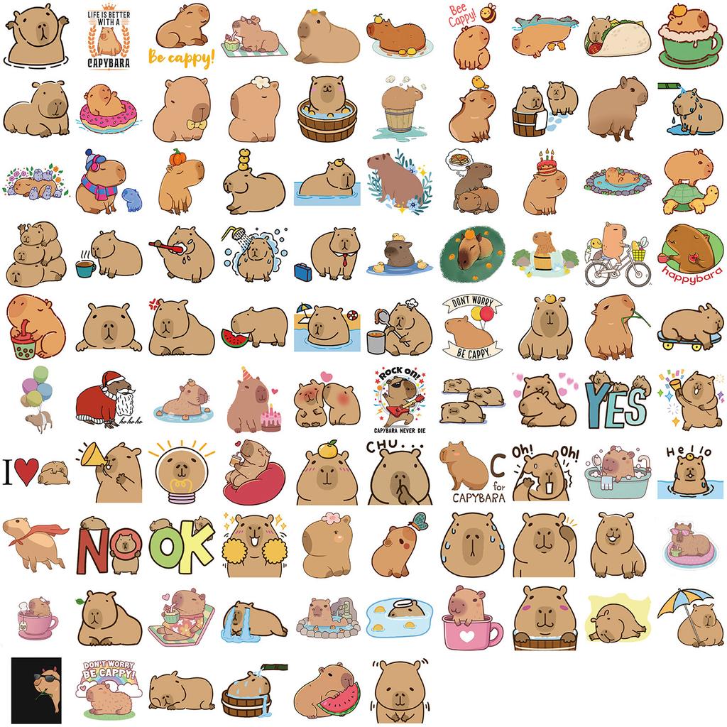 100PCS Cute Capybara Cartoon Stickers Waterproof for Phone Laptop Guitar Kids Toy Graffiti Decal
