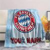 Custom Name FC Bayern München Flannel Blanket, High quality Comfortable for All Seasons, Home Decor, Warmth and Comfort