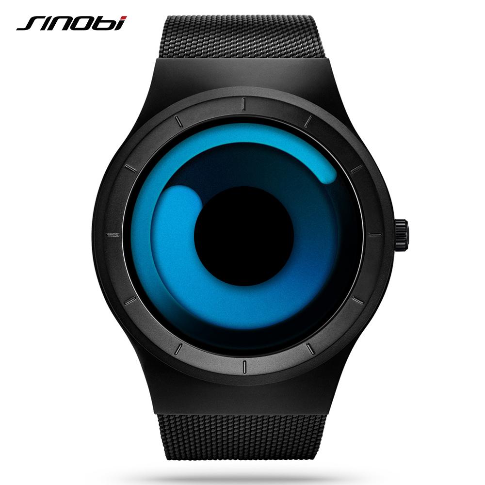 SINOBI Уникальные концепт-часы Vortex, мужские, высококачественные, из нержавеющей стали 316L, современные, трендовые, спортивные, кварцевые наручные часы