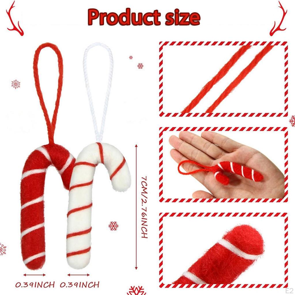 6 Pieces Christmas Candy Cane Decors Adornments Lightweight 7 cm Xmas for Party Supplies
