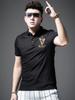 European New 2025 Men's Polo Shirt Short-Sleeve T-Shirt Trendy Brand Rhinestone Men's Casual Polo Top Summer