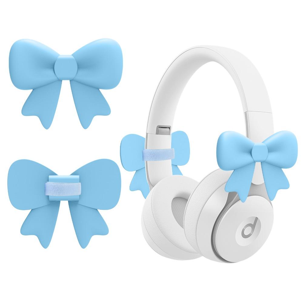 2PCS Silicone Headset Attachment Bow Shape Earphone Charms Creative Headphone Decorations Girls