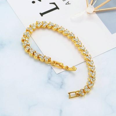 2 шт. Модный женский римский браслет с кристаллами циркония, цепочка на руку, подарок на День святого Валентина