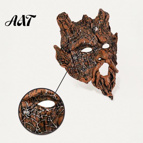 Unique Tree Spirit Costume Accessory Halloween Mask, Horror Demon Prop, with Breathable Hollow Design, Realistic Mask Dark Style for Cosplay