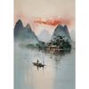 Традиционный китайский горный пейзаж природа река лодка искусство постеры холст картины настенные принты картины гостиная домашний декор