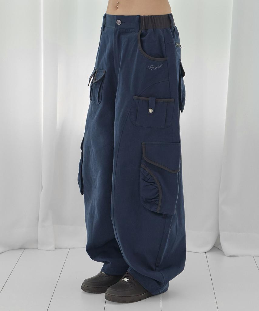FANCY CLUB Cargo Work Balloon Pants (Navy) F26Qd153