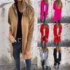 Women's Solid Color Long Sleeve Loose Casual Midi Zip Hooded Jacket