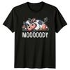 Mooody Cow T-Shirt Funny Animal Pun Lazy Cartoon Graphic Tee