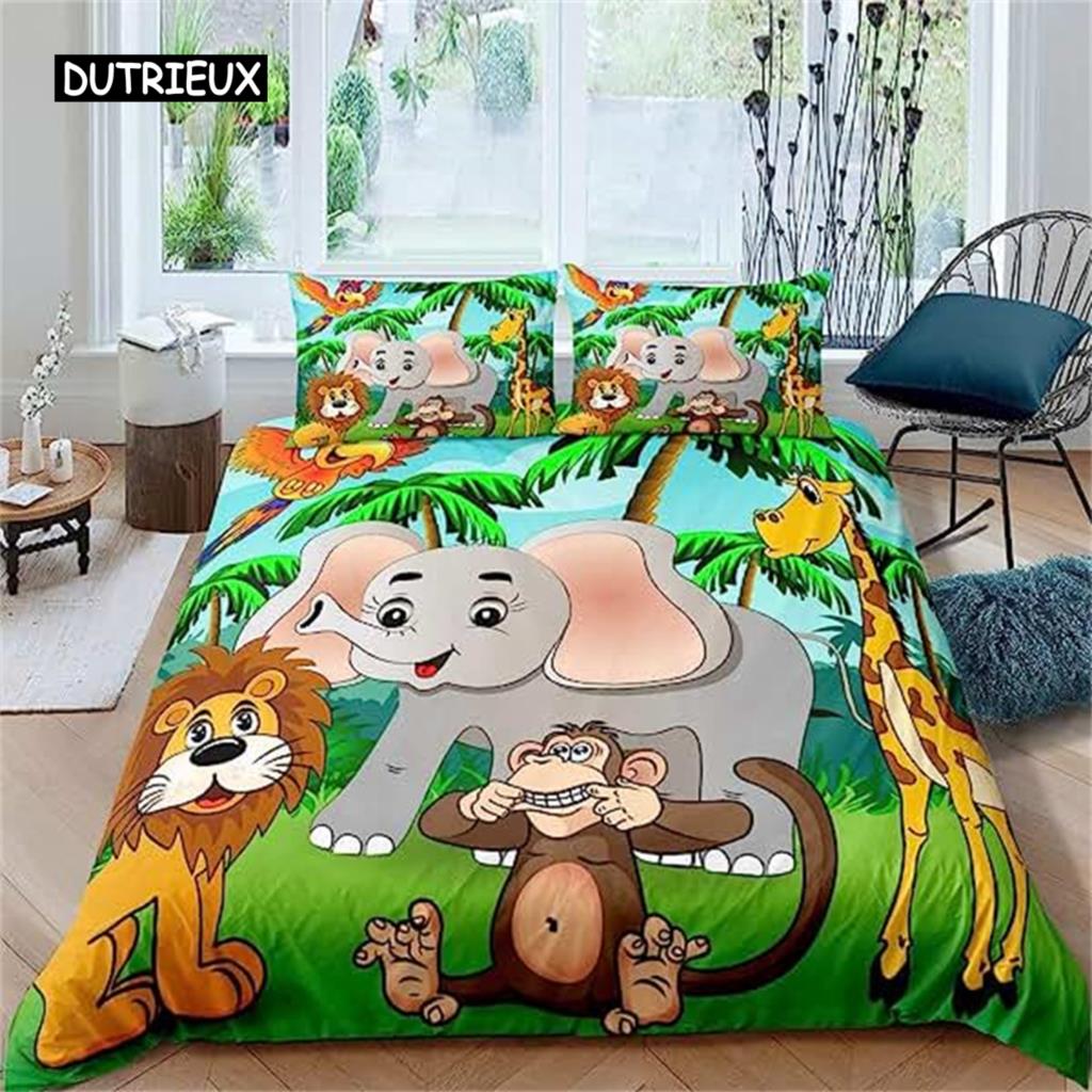 Пододеяльник с милой обезьянкой, одеяло, покрывало с изображением лесного мультфильма, дикого животного, комплект постельного белья для детей, подростков, малышей, для украшения комнаты, подарки