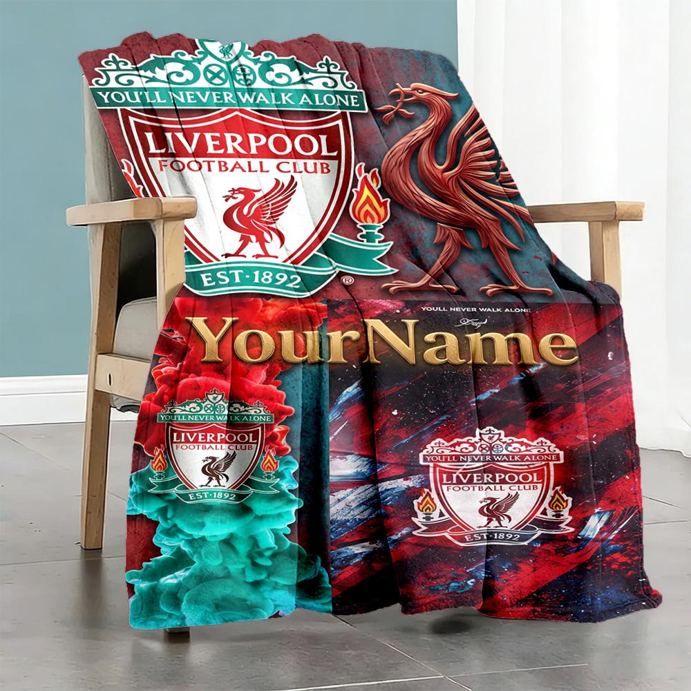 Liverpool Personalized Name Blanket Gift Personalized Blanket Ultra-Soft Suitable for Seaside Livingroom Bedding Office Four Seasons Multipurpose
